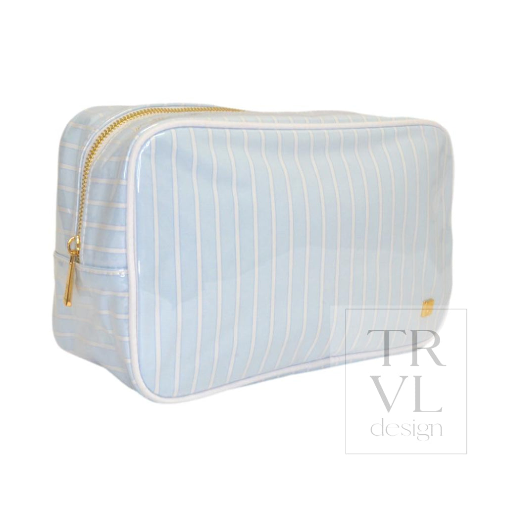 LUXE GLOSS OVERLAY XL GLAM + GO GLAM COASTAL SET - SKY STRIPE (Light Blue) - Cosmetic &amp; Toiletry Bags