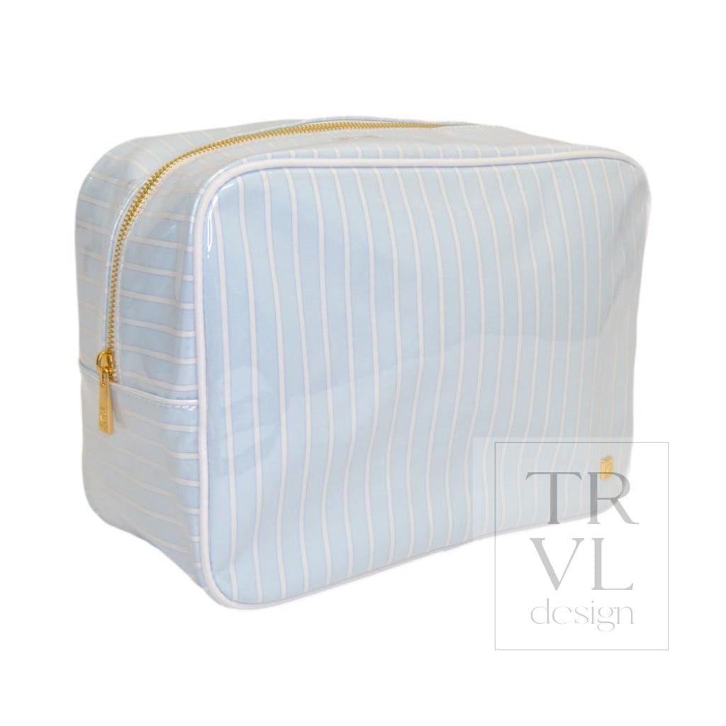 LUXE GLOSS OVERLAY XL GLAM + GO GLAM COASTAL SET - SKY STRIPE (Light Blue) - Cosmetic &amp; Toiletry Bags