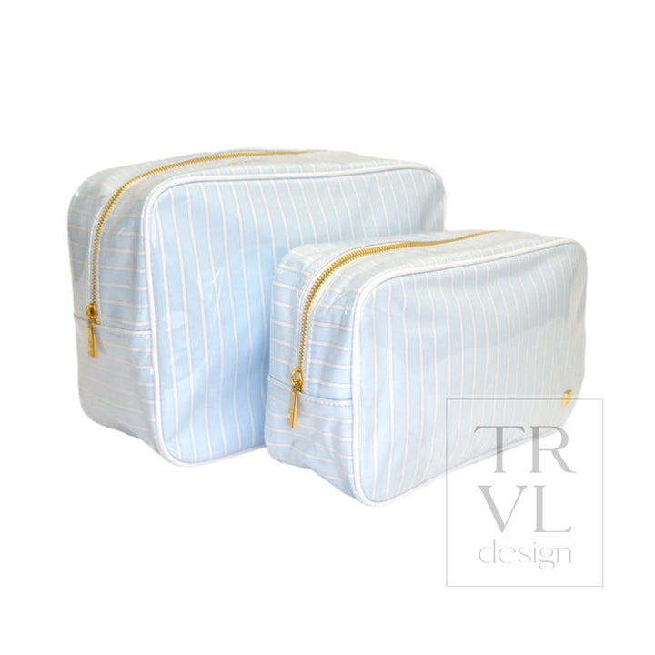 LUXE GLOSS OVERLAY XL GLAM + GO GLAM COASTAL SET - SKY STRIPE (Light Blue) - Cosmetic &amp; Toiletry Bags
