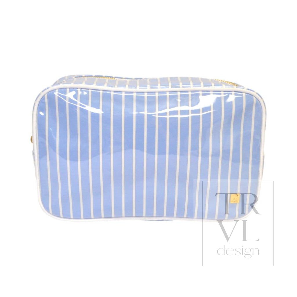 LUXE GLOSS OVERLAY XL GLAM + GO GLAM COASTAL SET - SURF STRIPE (Dark Blue) - Cosmetic &amp; Toiletry Bags