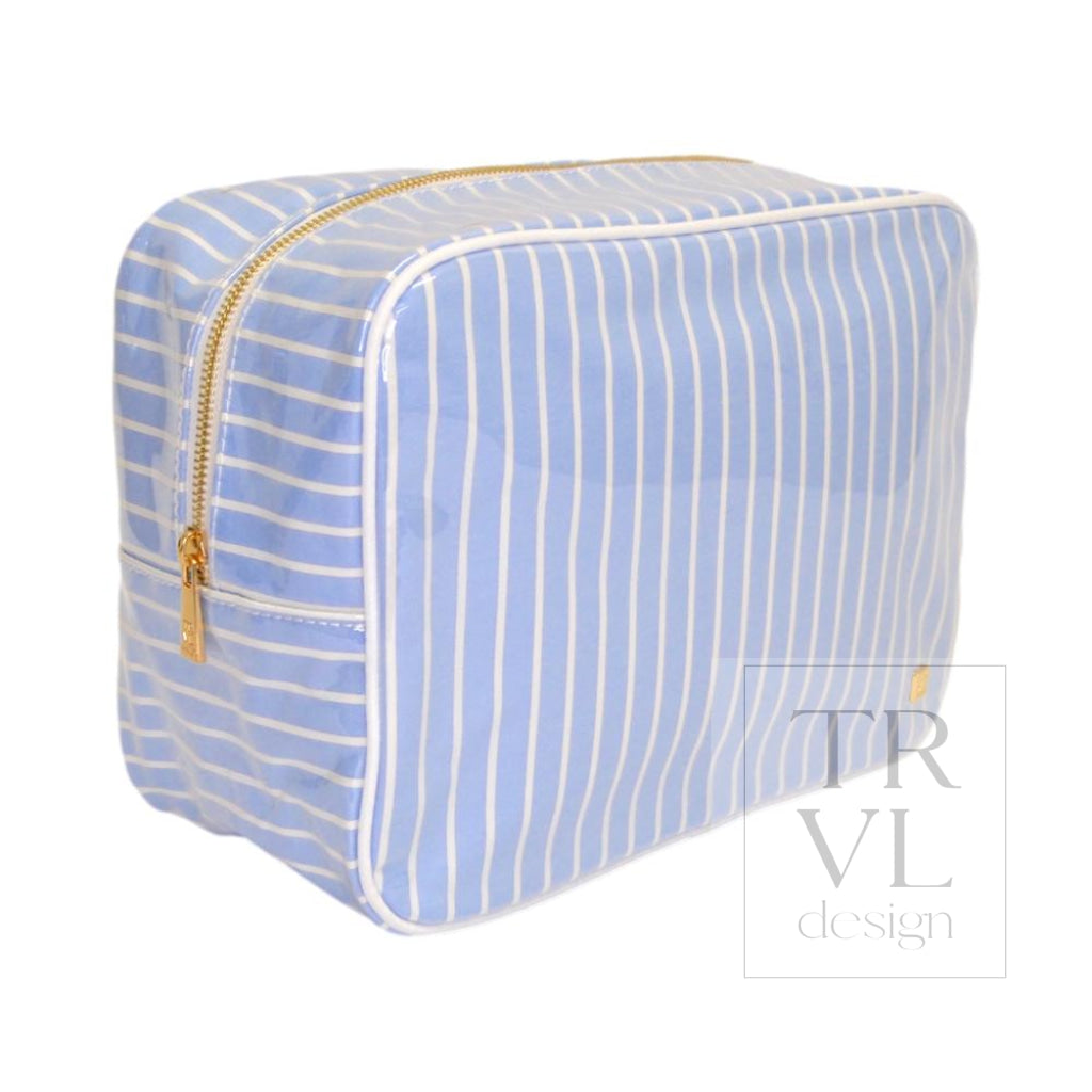 LUXE GLOSS OVERLAY XL GLAM + GO GLAM COASTAL SET - SURF STRIPE (Dark Blue) - Cosmetic &amp; Toiletry Bags