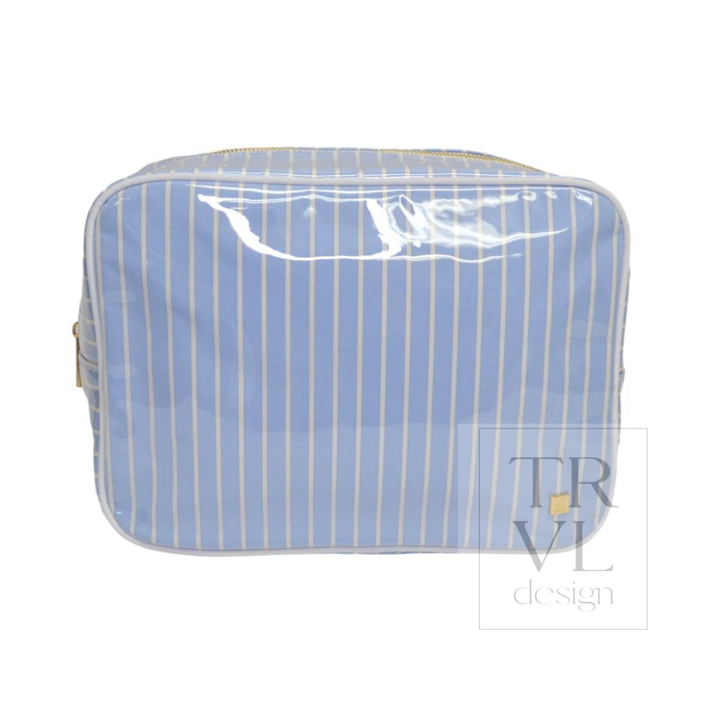 LUXE GLOSS OVERLAY XL GLAM + GO GLAM COASTAL SET - SURF STRIPE (Dark Blue) - Cosmetic &amp; Toiletry Bags