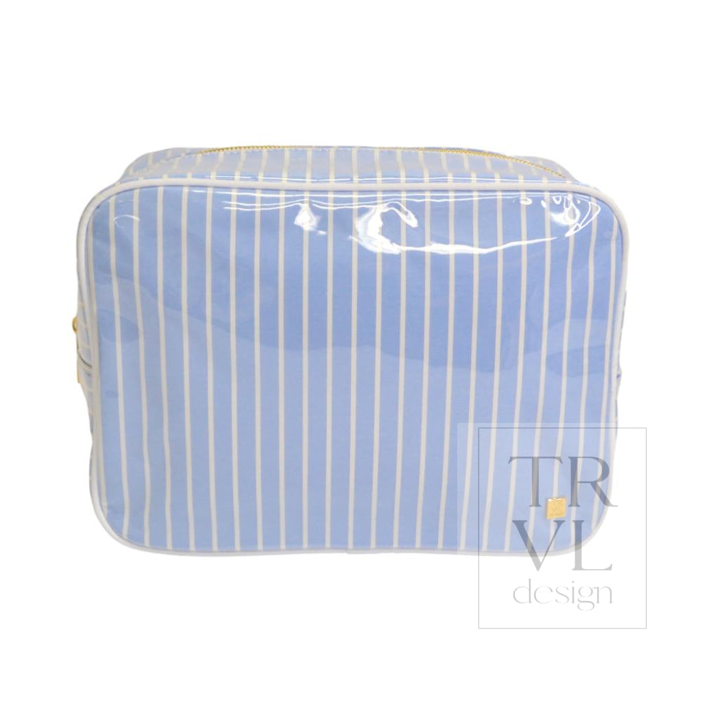 LUXE GLOSS OVERLAY XL GLAM + GO GLAM COASTAL SET - SURF STRIPE (Dark Blue) - Cosmetic &amp; Toiletry Bags