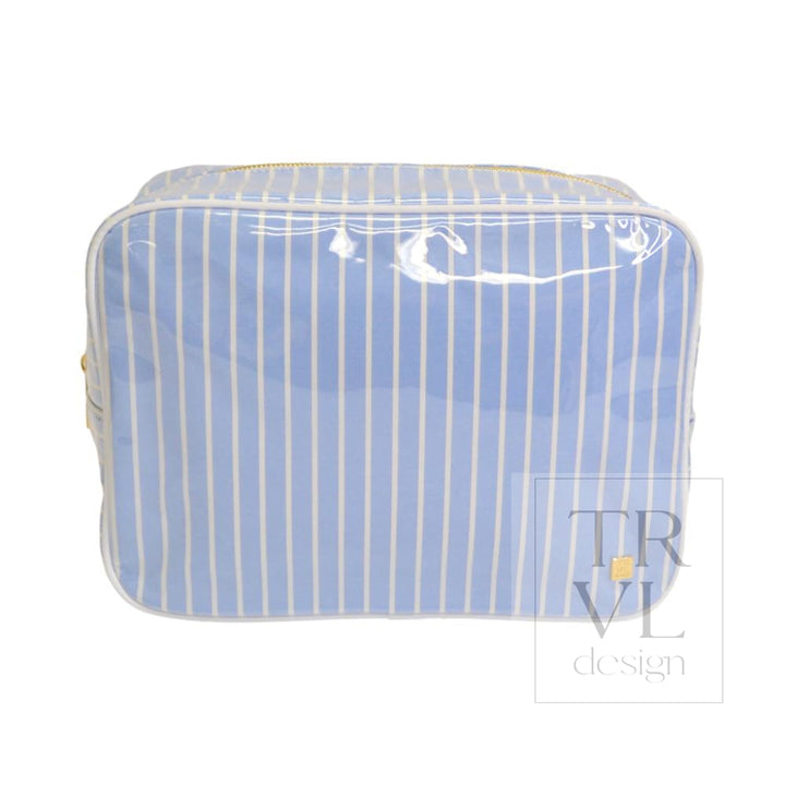 LUXE GLOSS OVERLAY XL GLAM + GO GLAM COASTAL SET - SURF STRIPE (Dark Blue) - Cosmetic &amp; Toiletry Bags