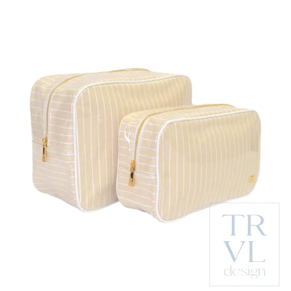 LUXE GLOSS XL GLAM + GO GLAM COASTAL SET - SAND STRIPE - Cosmetic & Toiletry Bags