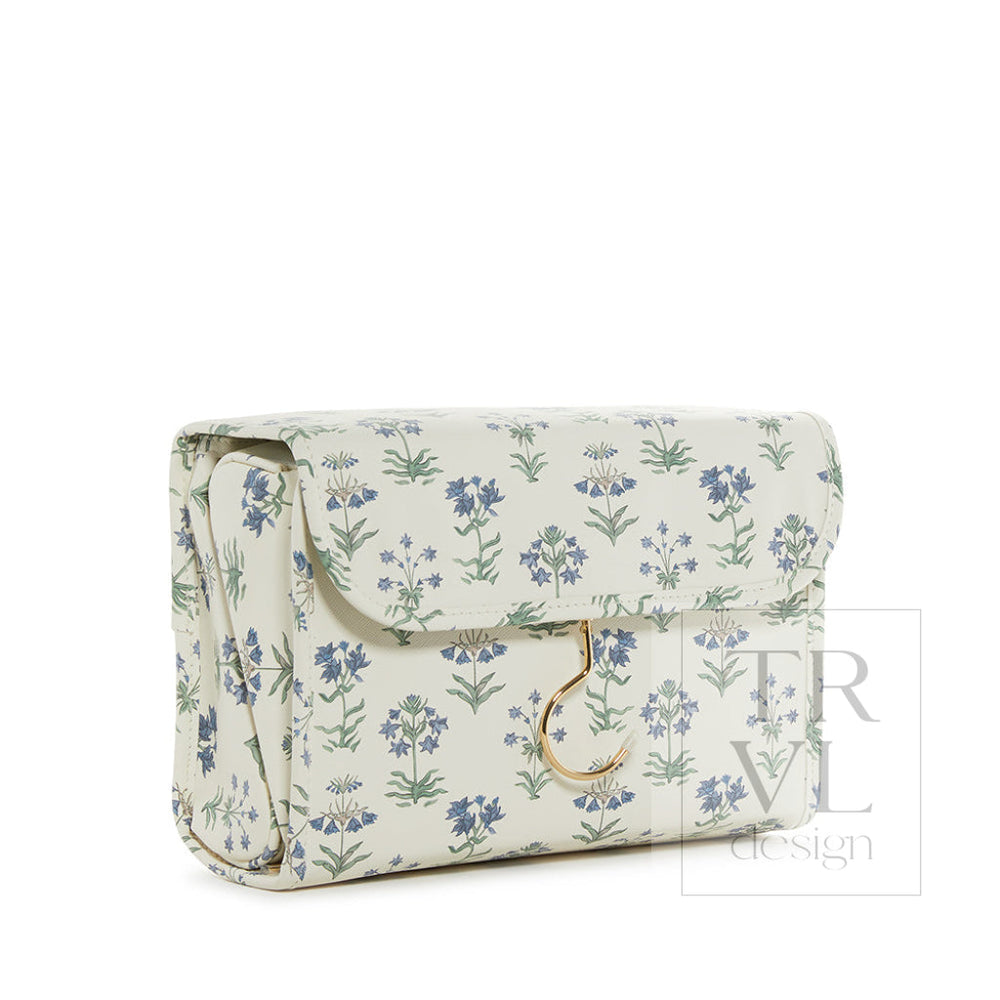 Luxe Hanging Toiletry Case Provence With Green Pinstripe Liner Provence