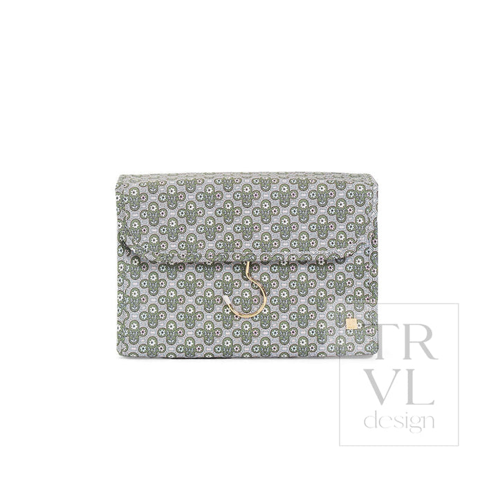 LUXE Hanging Toiletry Case SURREY with Green Pinstripe Liner - Cosmetic &amp; Toiletry Bags