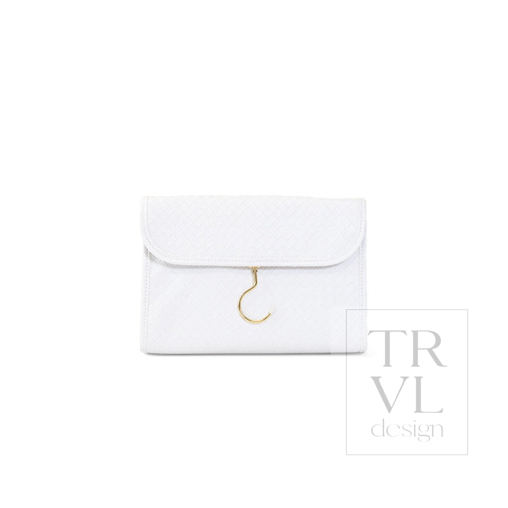 LUXE Hanging Toiletry Case - WOVEN BRIDAL WHITE - Cosmetic &amp; Toiletry Bags