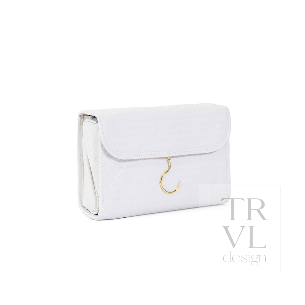 LUXE Hanging Toiletry Case - WOVEN BRIDAL WHITE - Cosmetic &amp; Toiletry Bags