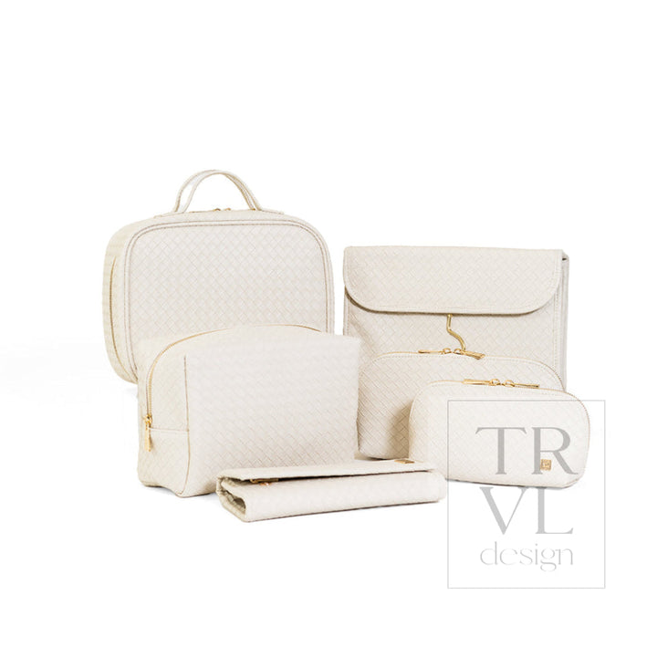 LUXE Hanging Toiletry Case - WOVEN SAND - Cosmetic &amp; Toiletry Bags