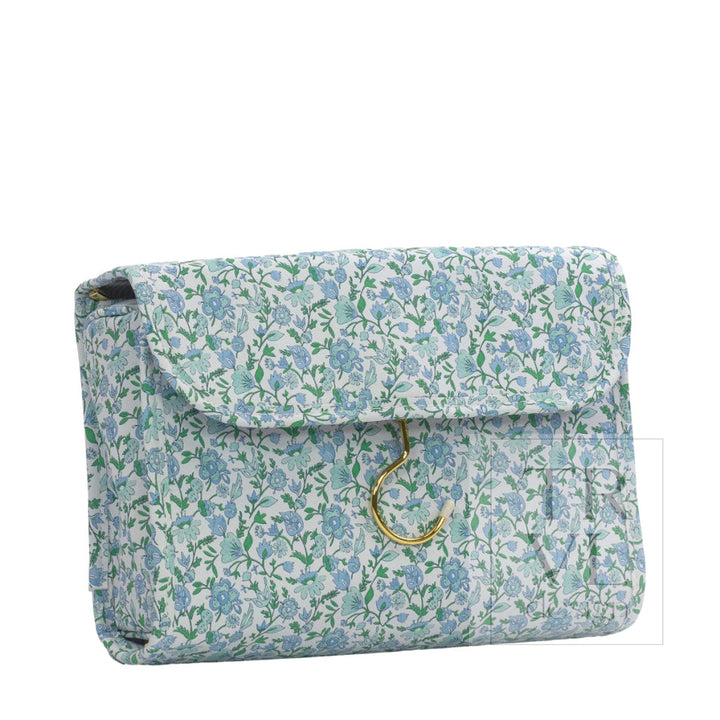 LUXE Hanging Toiletry HAMPTONS FLORAL with Chambray Pinstripe Liner - Cosmetic &amp; Toiletry Bags