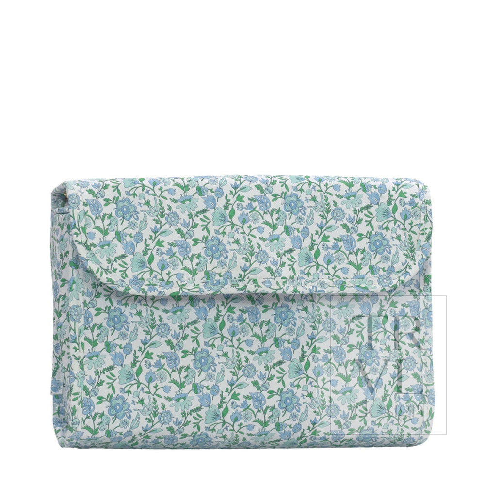 LUXE Hanging Toiletry HAMPTONS FLORAL with Chambray Pinstripe Liner - Cosmetic & Toiletry Bags