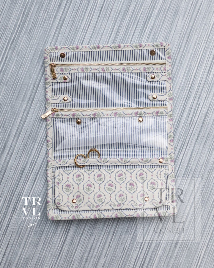 Luxe Jewelry Wallet - Antibes With Navy Pinstripe Liner *New!
