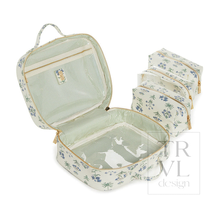 Luxe Trvl2 Provence Cosmetic Case With Green Pinstripe Liner