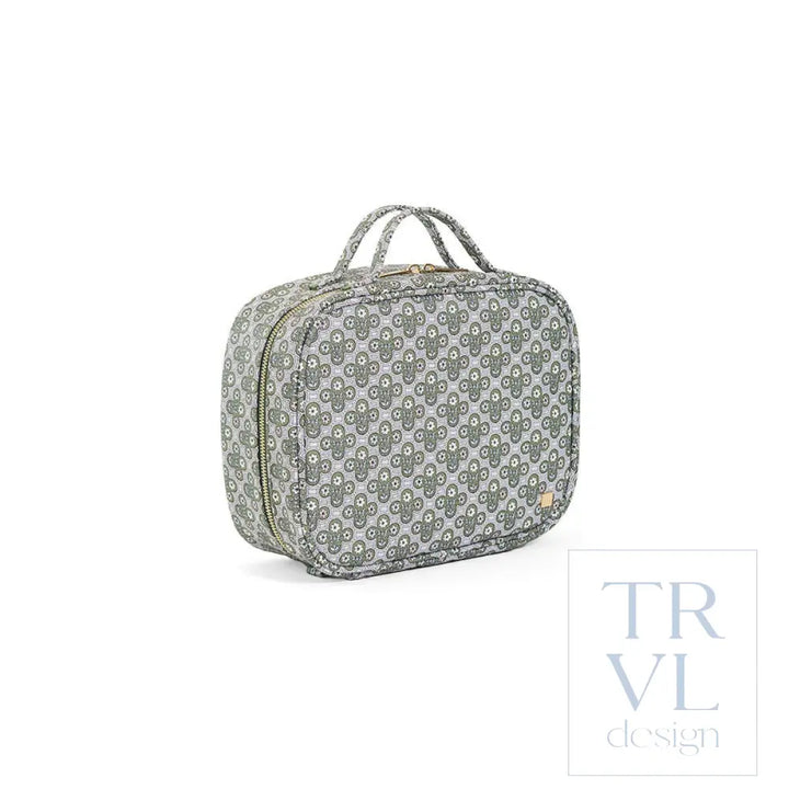 LUXE TRVL 2 Cosmetic Toiletry Case - SURREY with Green Pinstripe Liner - Cosmetic &amp; Toiletry Bags