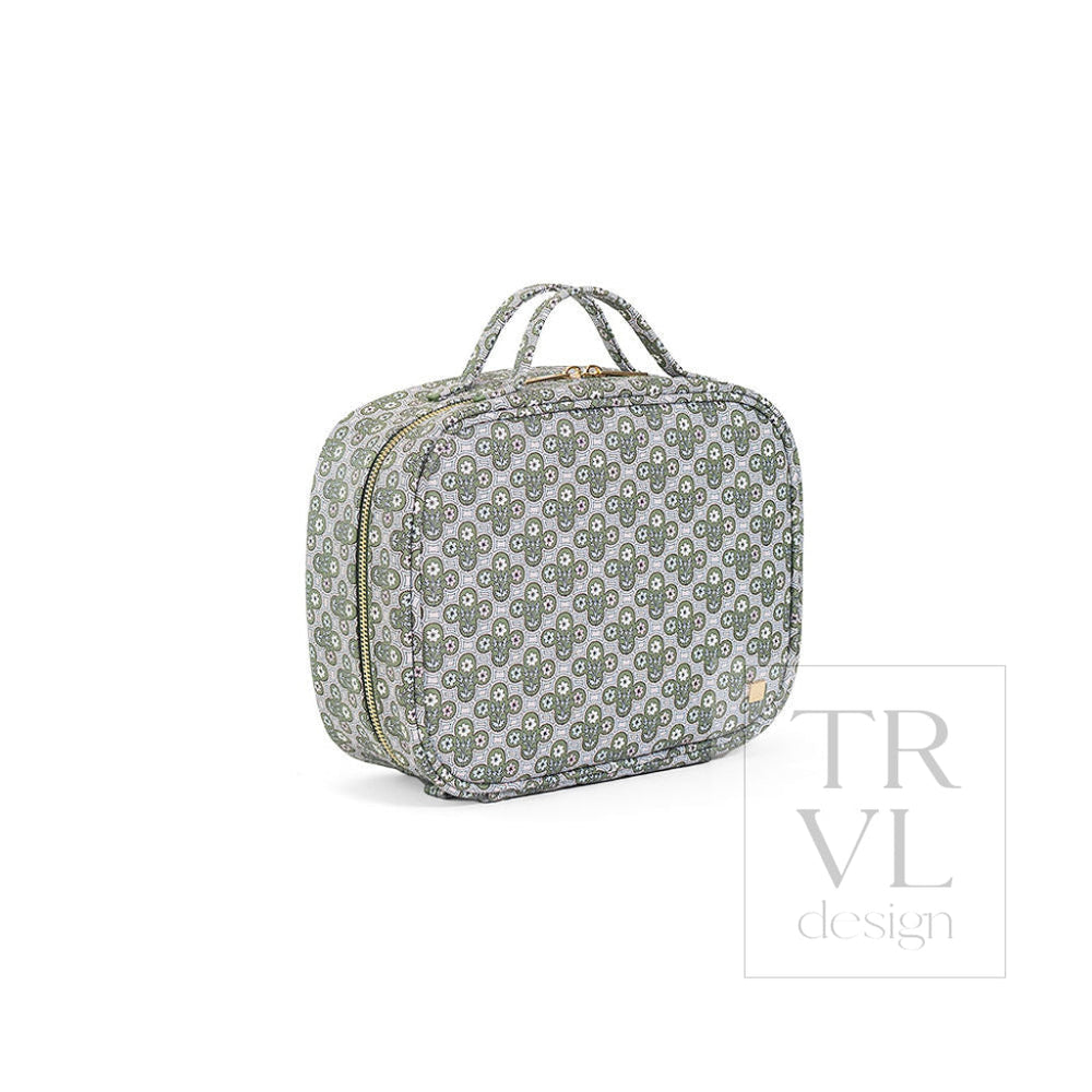 LUXE TRVL 2 Cosmetic Toiletry Case - SURREY with Green Pinstripe Liner - Cosmetic & Toiletry Bags