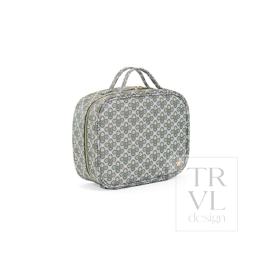 LUXE TRVL 2 Cosmetic Toiletry Case - SURREY with Green Pinstripe Liner - Cosmetic &amp; Toiletry Bags