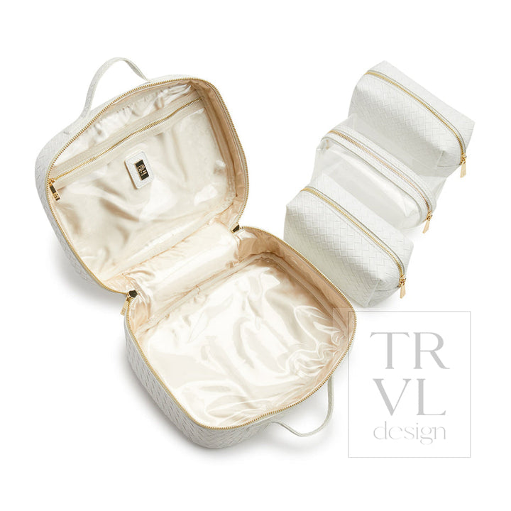 LUXE TRVL 2 Cosmetic Toiletry Case - WOVEN BRIDAL WHITE - Cosmetic &amp; Toiletry Bags