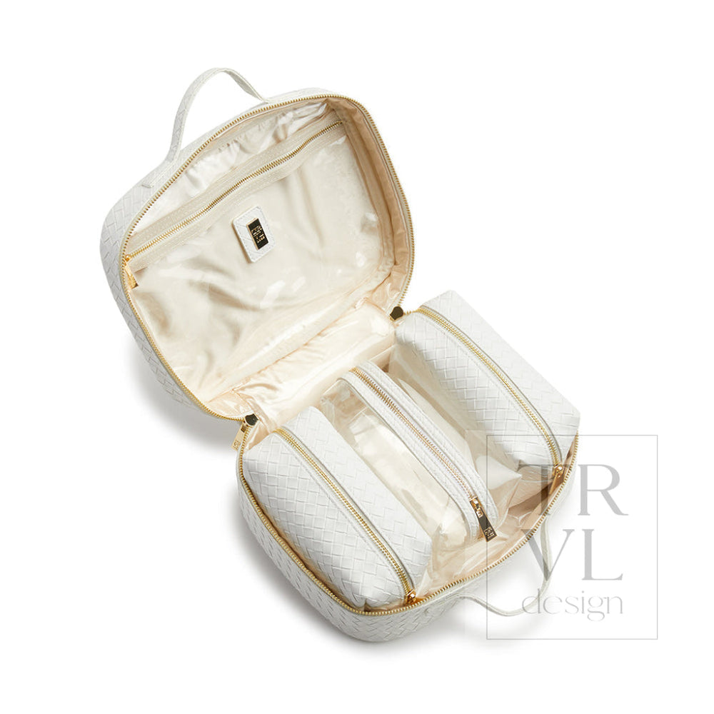 LUXE TRVL 2 Cosmetic Toiletry Case - WOVEN BRIDAL WHITE - Cosmetic & Toiletry Bags