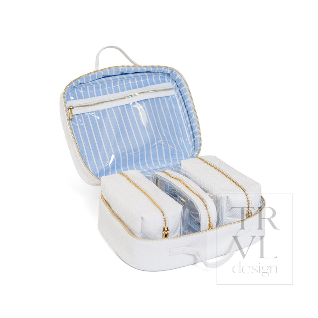 LUXE TRVL2 Cosmetic Toiletry Case - WOVEN BLANC - Cosmetic &amp; Toiletry Bags