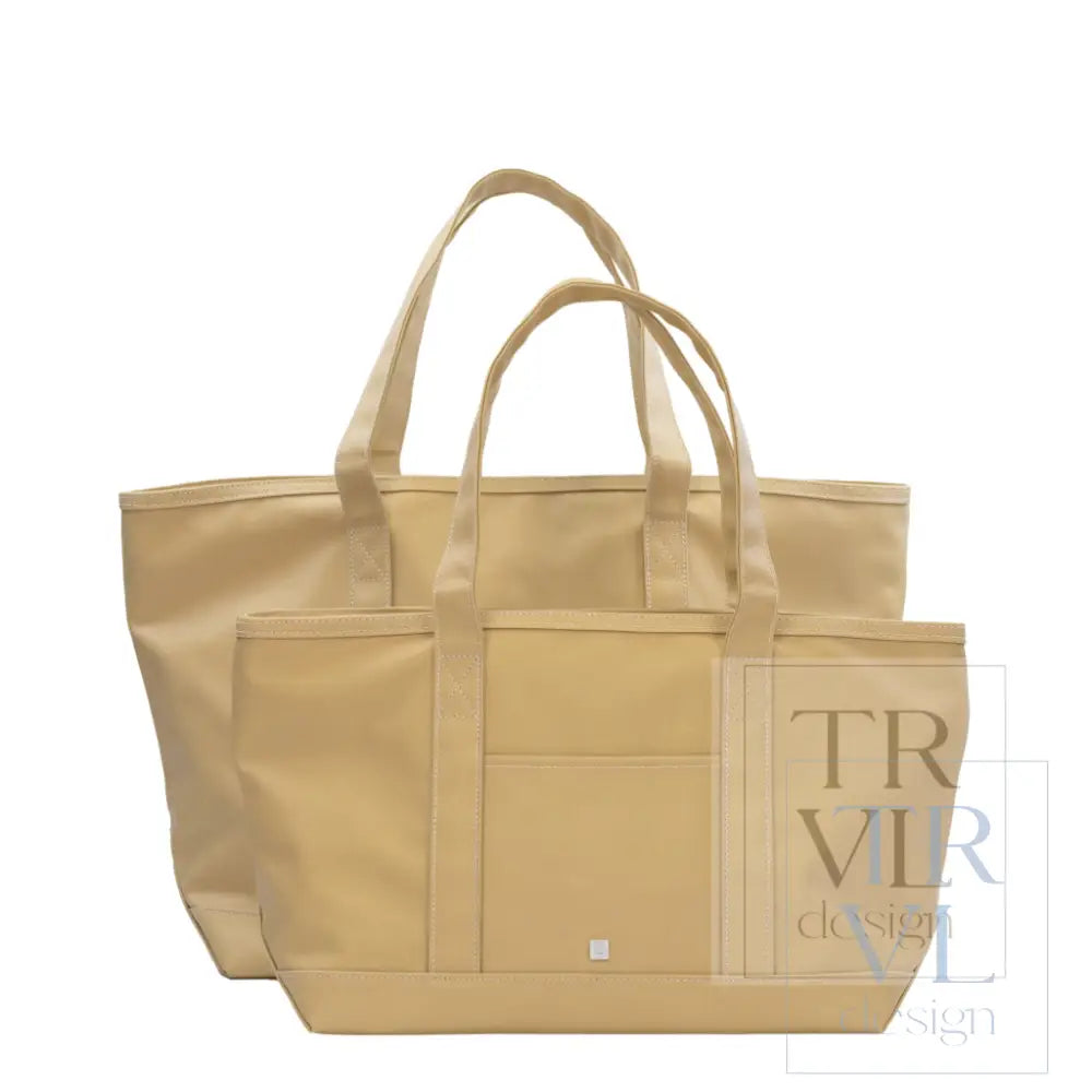 MAXI TOTE - COATED CANVAS Large KHAKI - Tote Bags