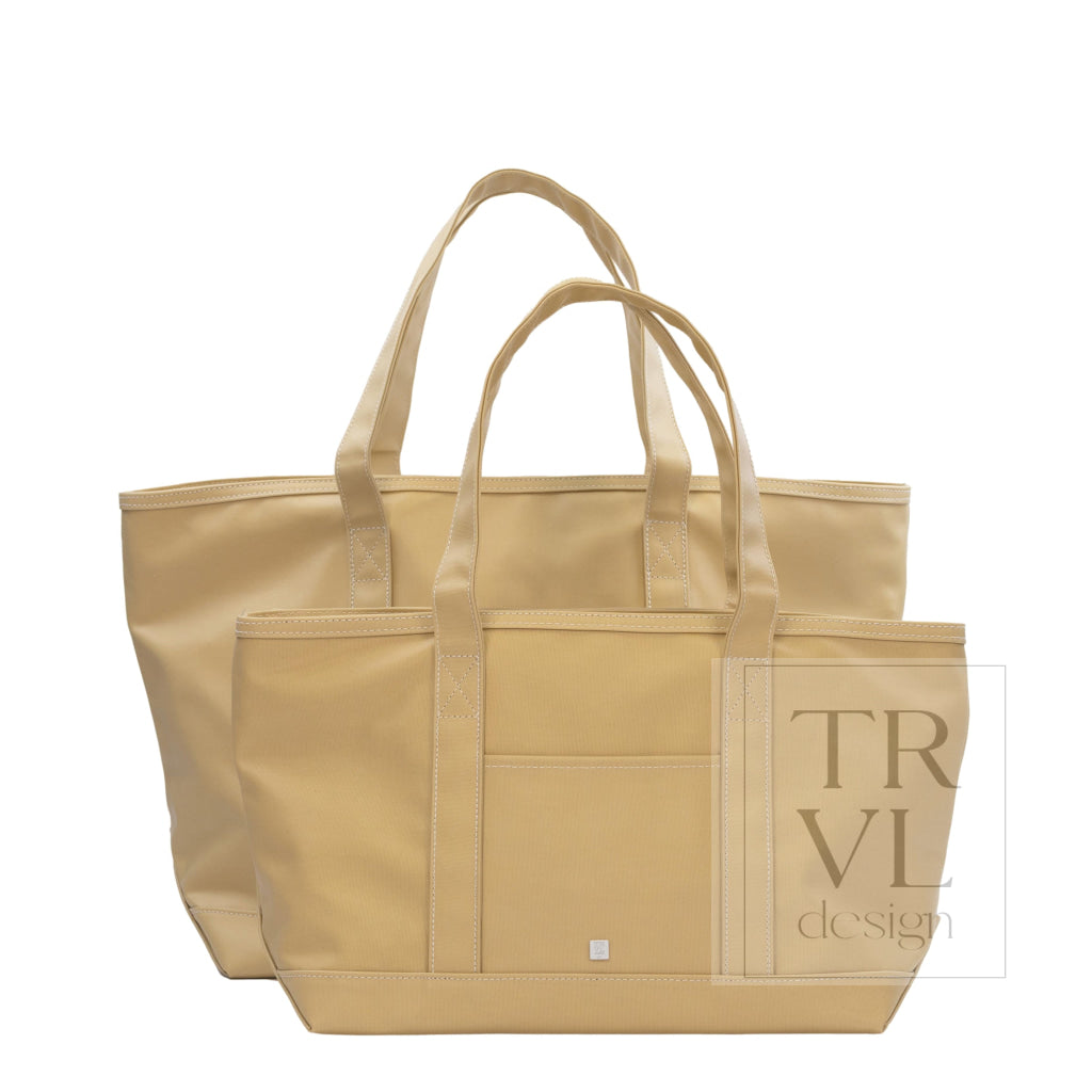 MAXI TOTE - COATED CANVAS Large KHAKI - Tote Bags