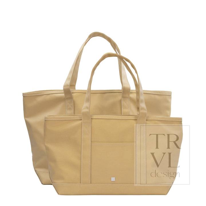 MAXI TOTE - COATED CANVAS Large KHAKI - Tote Bags