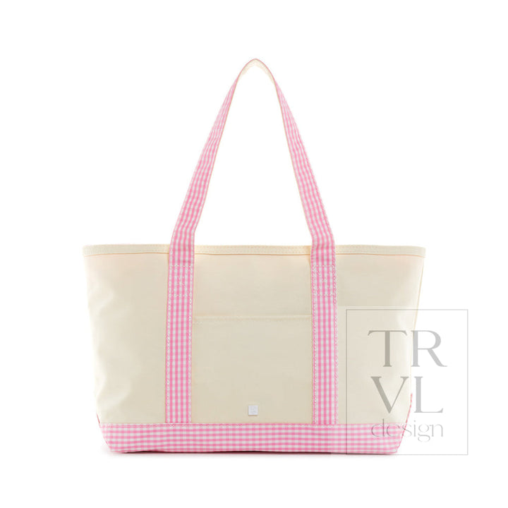 Medium Tote - Coated Canvas Gingham Pink Trim