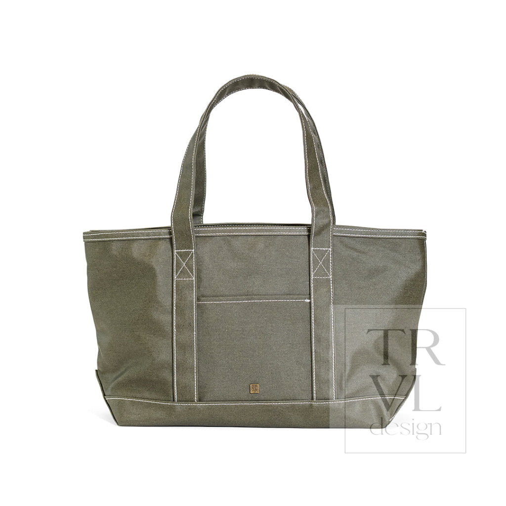 MEDIUM TOTE - COATED CANVAS OLIVE - Tote Bags