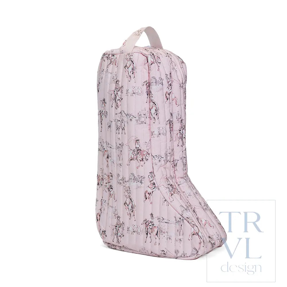Quilted Large Boot Bag - Cowgirl Toile - Shoe Bags