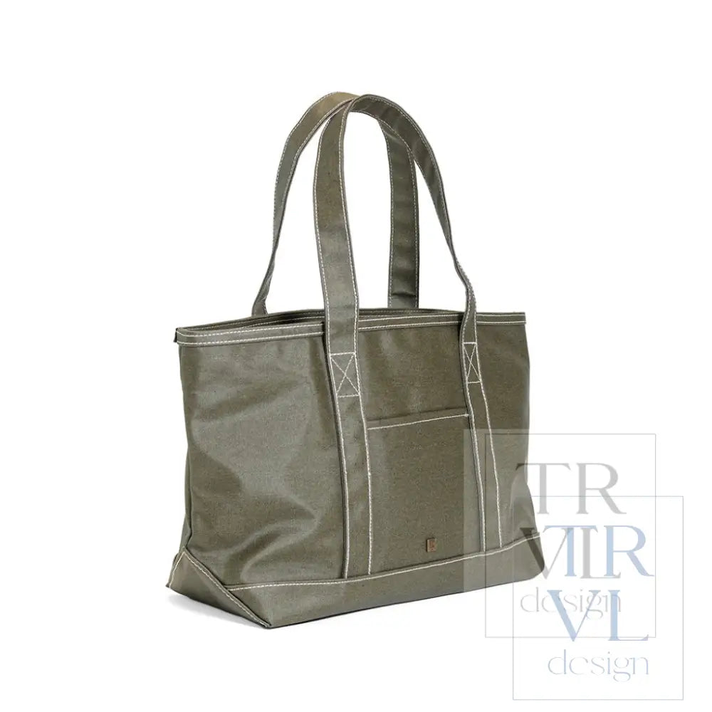 MEDIUM TOTE - COATED CANVAS OLIVE - Tote Bags