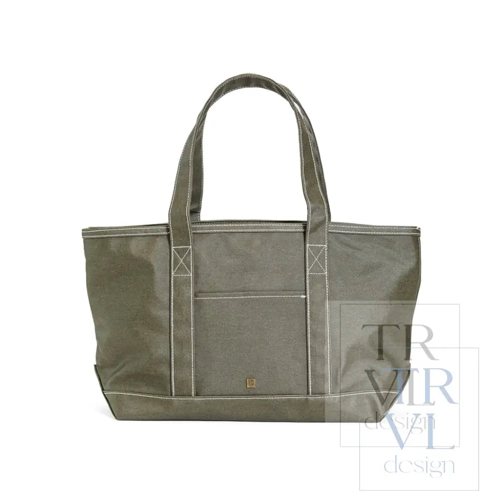 MEDIUM TOTE - COATED CANVAS OLIVE - Tote Bags