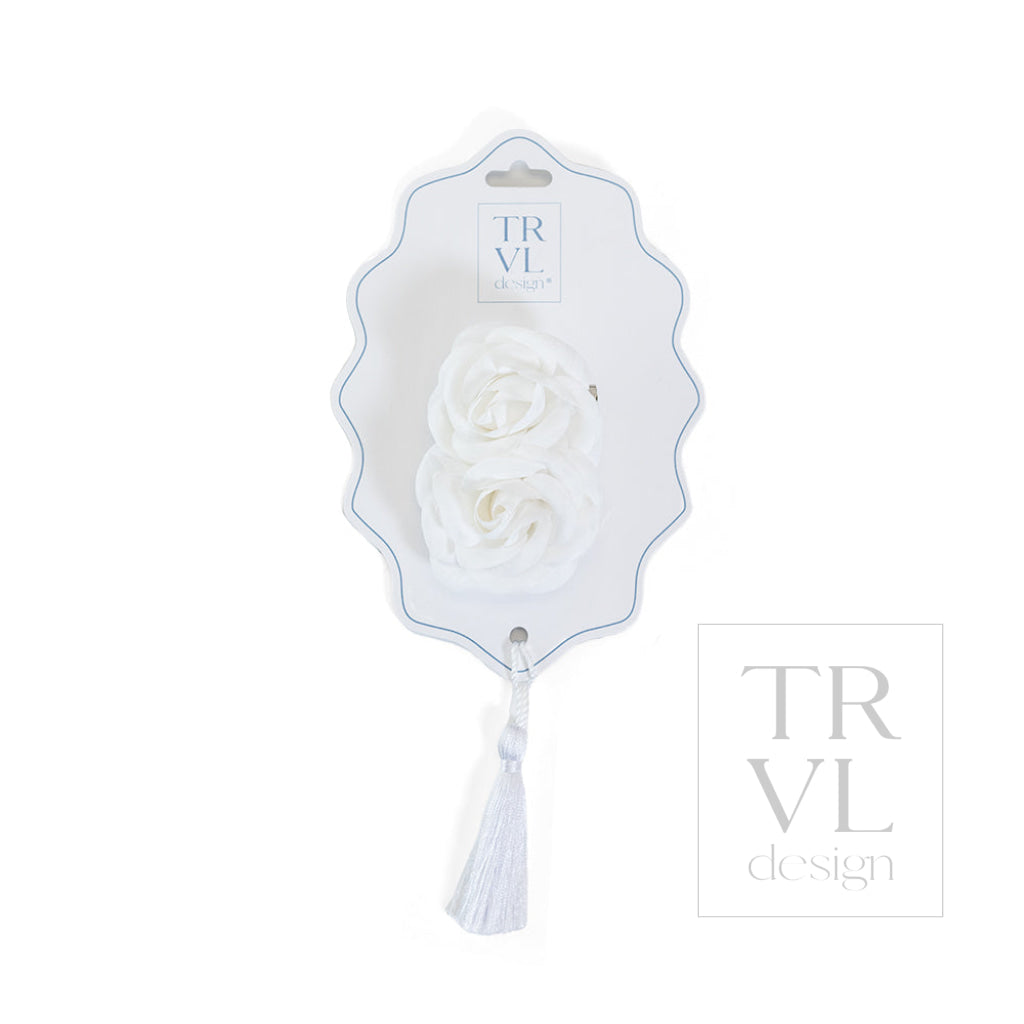 Signature Hair Accessories - Flower Clip Set 2 - Pre pack 2 - Gingham White - Hair Accessories