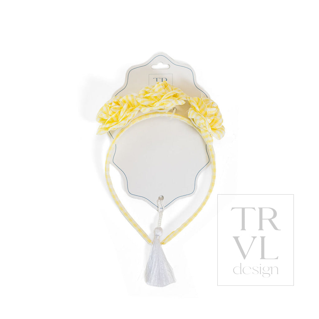 Signature Hair Accessories - Trio Flower Headband - Pre pack 2 - Gingham Buttercup - Hair Accessories