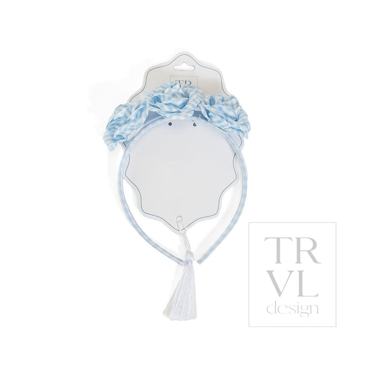 Signature Hair Accessories - Trio Flower Headband - Pre pack 2 - Gingham Mist - Hair Accessories