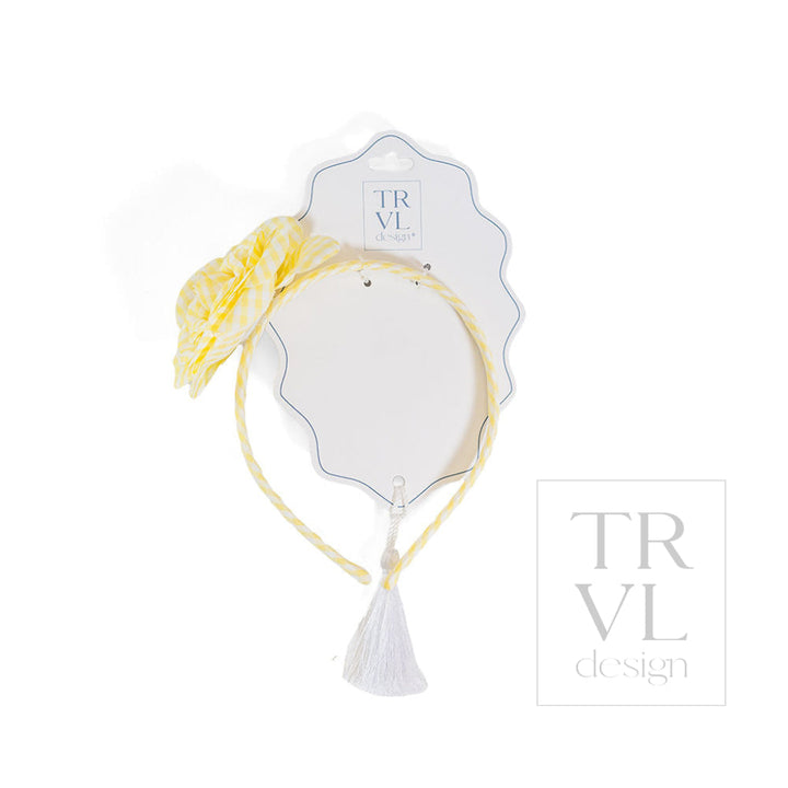 SIgnraure Hair Accessories - Lg Ging Flower Headband - pre pack 2 - Gingham Buttercup - Hair Accessories