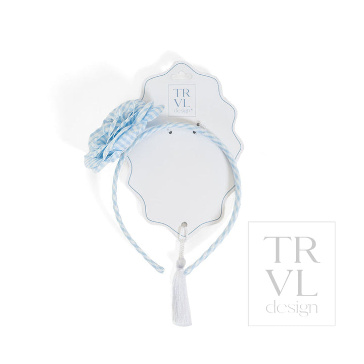 SIgnraure Hair Accessories - Lg Ging Flower Headband - pre pack 2 - Gingham Mist - Hair Accessories