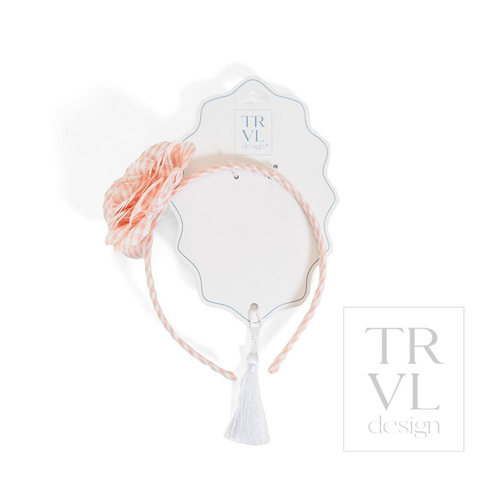 SIgnraure Hair Accessories - Lg Ging Flower Headband - pre pack 2 - Gingham Taffy - Hair Accessories