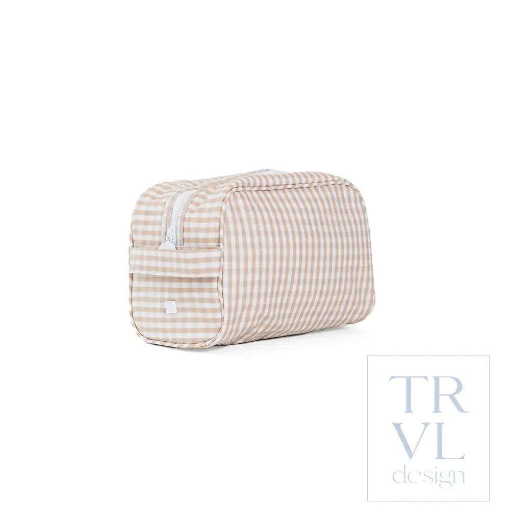 Stowaway + Game Changer Pad Bundle - Khaki Gingham - Cosmetic & Toiletry Bags