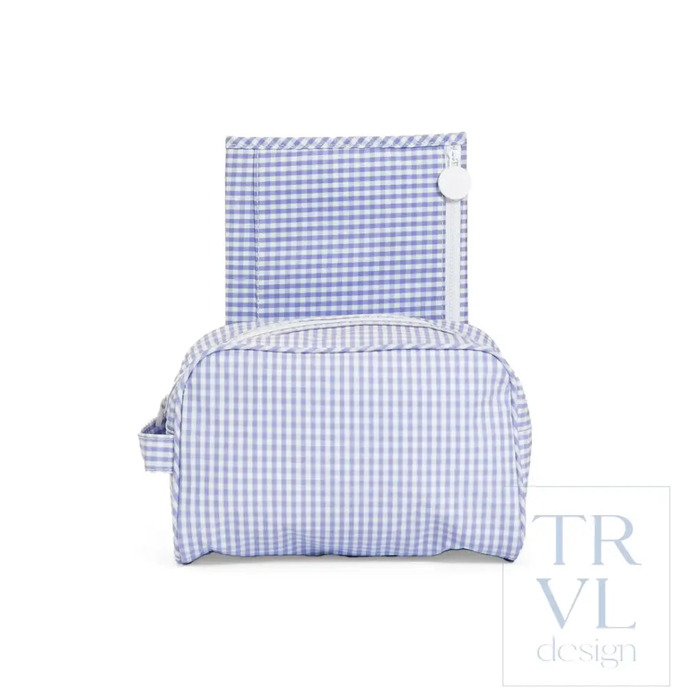 Stowaway + Game Changer Pad Bundle - Lilac Gingham - Cosmetic & Toiletry Bags