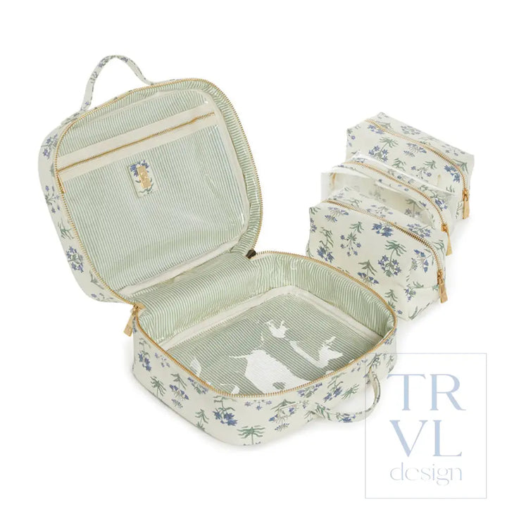 Luxe Trvl2 Provence Cosmetic Case With Green Pinstripe Liner
