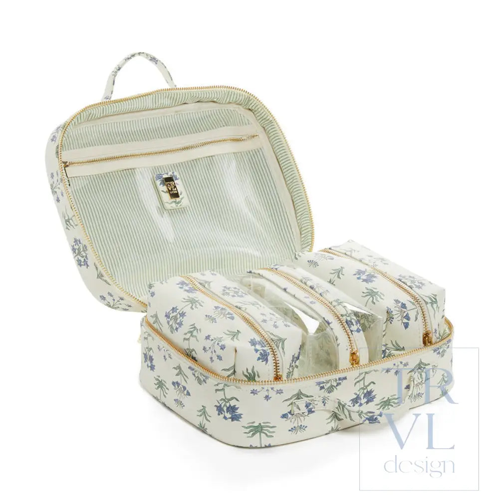 Luxe Trvl2 Provence Cosmetic Case With Green Pinstripe Liner