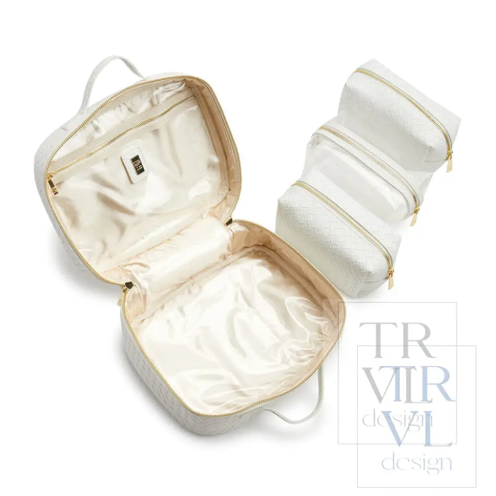 LUXE TRVL 2 Cosmetic Toiletry Case - WOVEN BRIDAL WHITE - Cosmetic &amp; Toiletry Bags