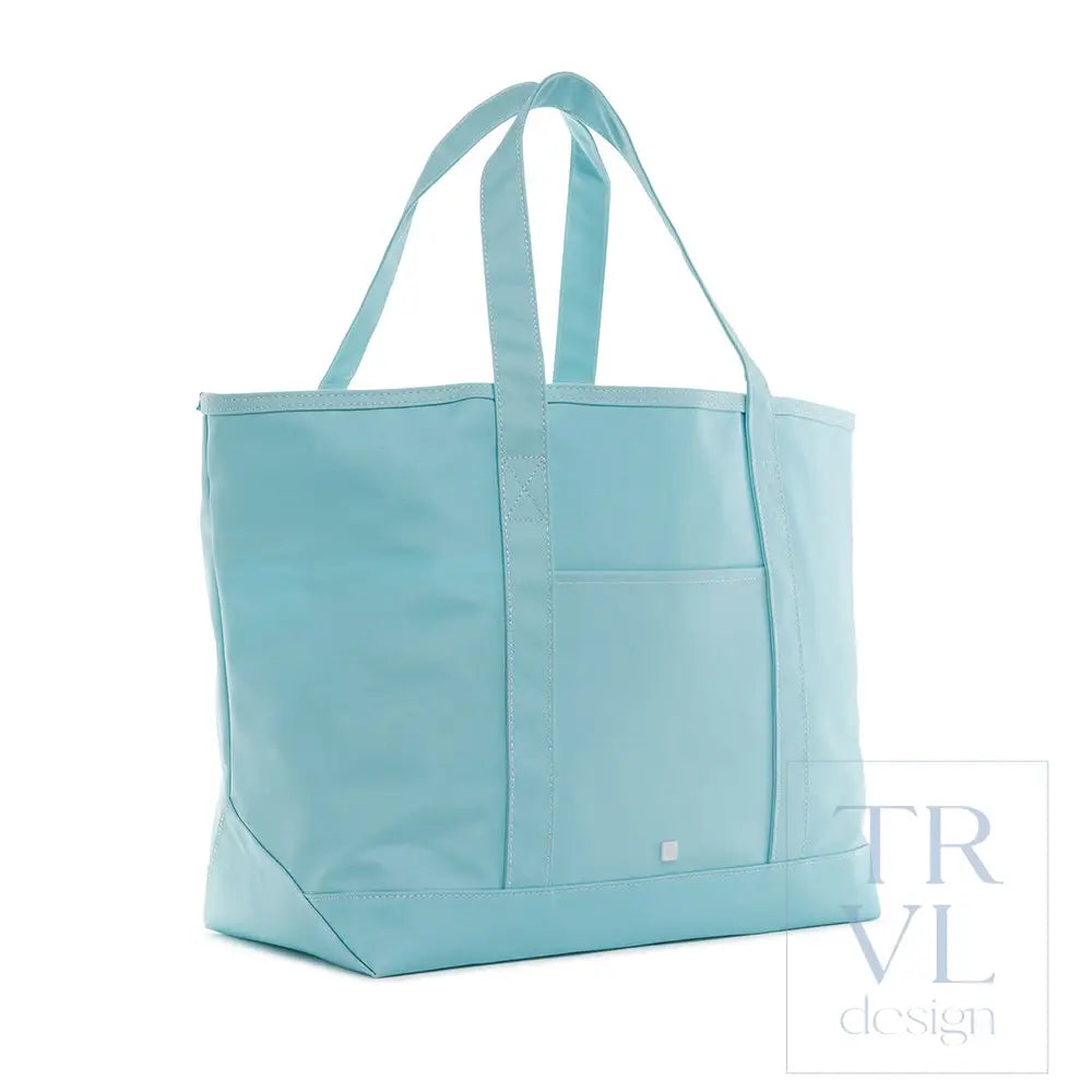 Tote Bag - Coated Canvas Maxi Tote - Lake Blue - Tote Bags