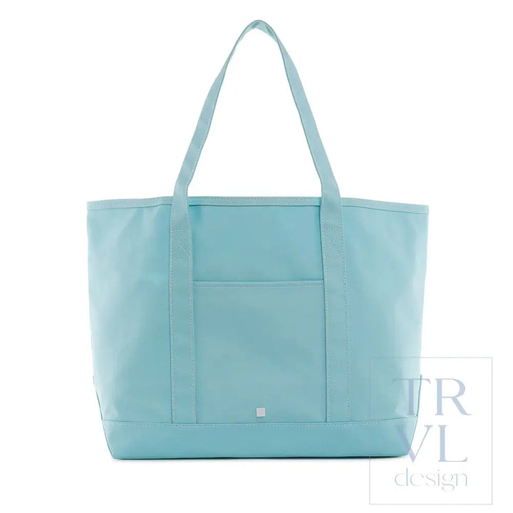Tote Bag - Coated Canvas Maxi Tote - Lake Blue - Tote Bags