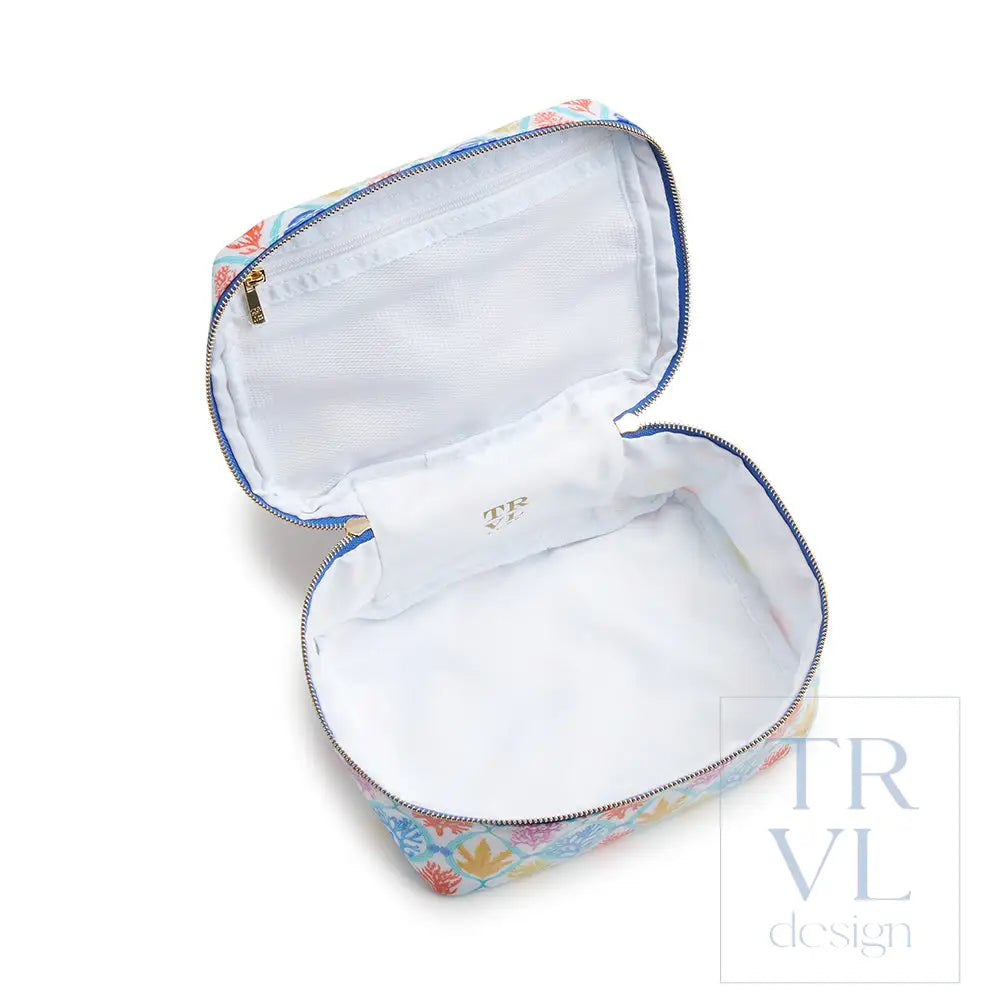 Luxe Gloss Top Handle - Aqua Coral Cosmetic & Toiletry Bags