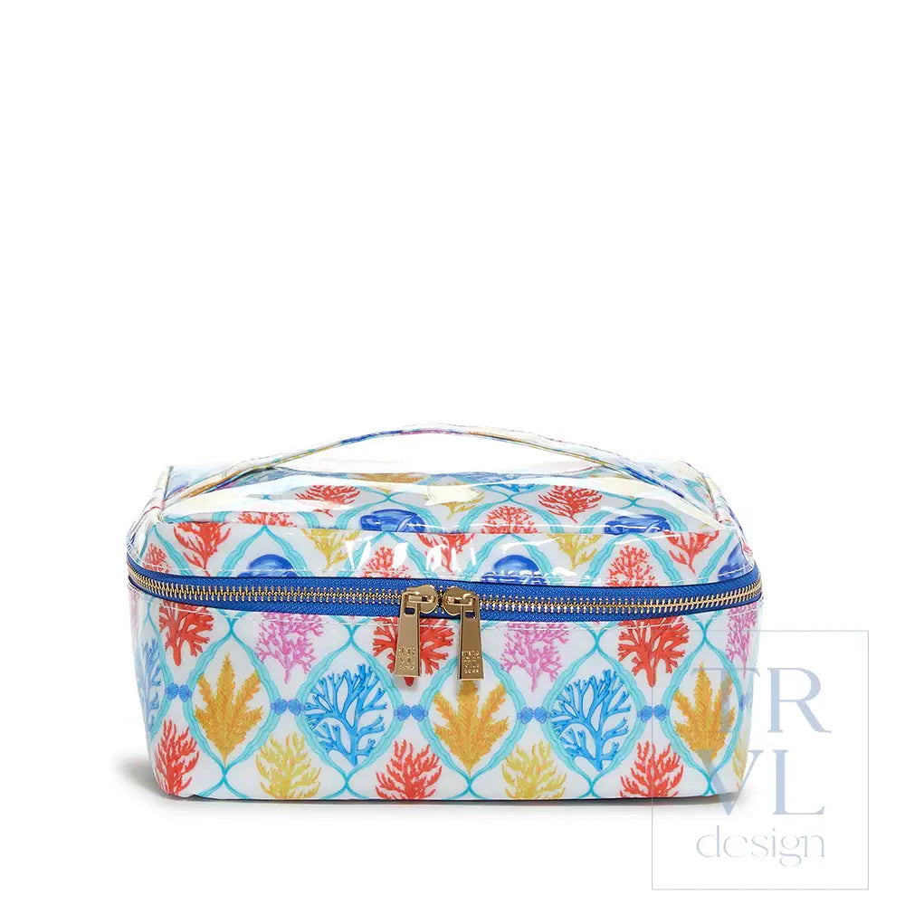 Luxe Gloss Top Handle - Aqua Coral Cosmetic & Toiletry Bags