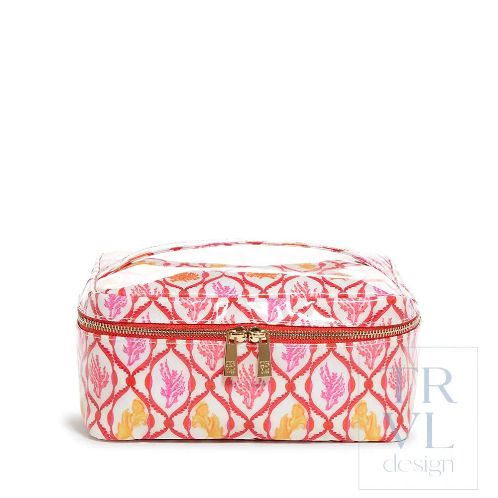 Luxe Gloss Top Handle - Red Coral Cosmetic & Toiletry Bags