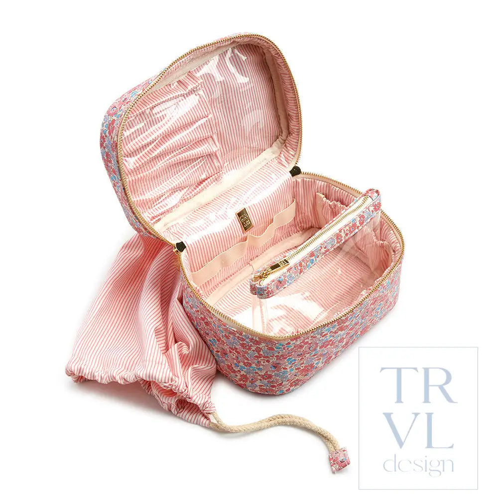 Luxe Marseille Train 2 - Cosmetic Bag With Pink Pinstripe Liner *New!