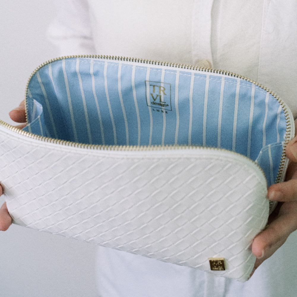 Cosmetic Bag Set - Duo Case - Woven Blanc